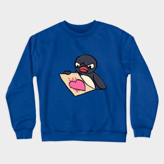 angry pingu penguin with messy heart craft meme